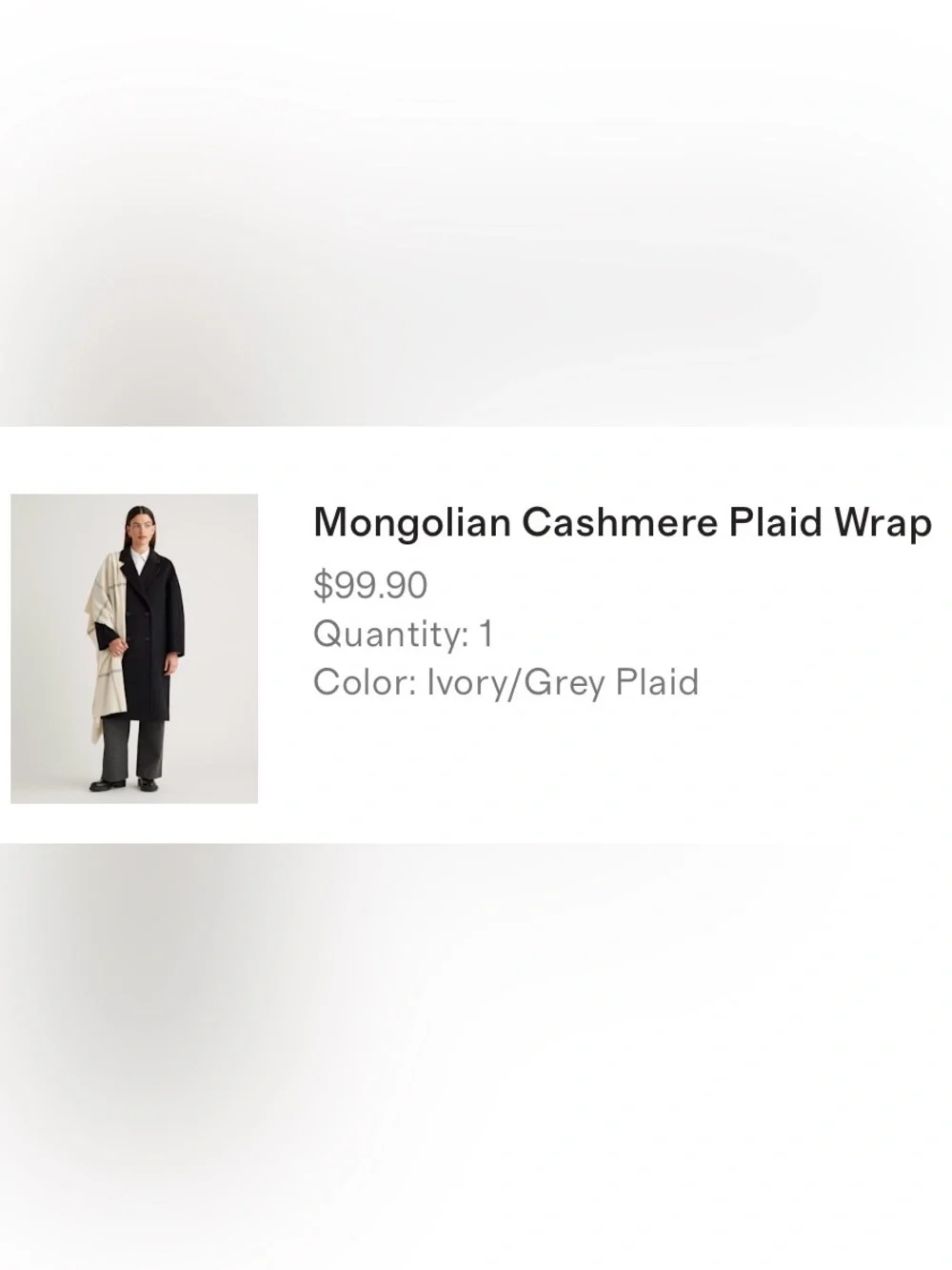 Quince Cream Plaid Mongolian Cashmere Wrap Scarf